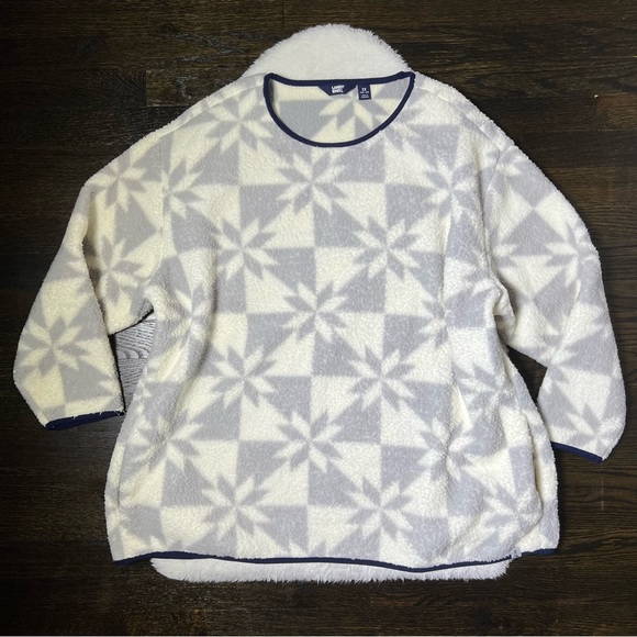 Lands' End Sweaters Lands End Gray And White Sherpa Fleece Fair